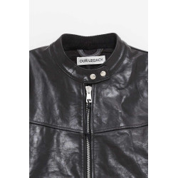 OUR LEGACY WHISKER BLACK BUFFED LAMBSKIN YUREI LEATHER JACKET